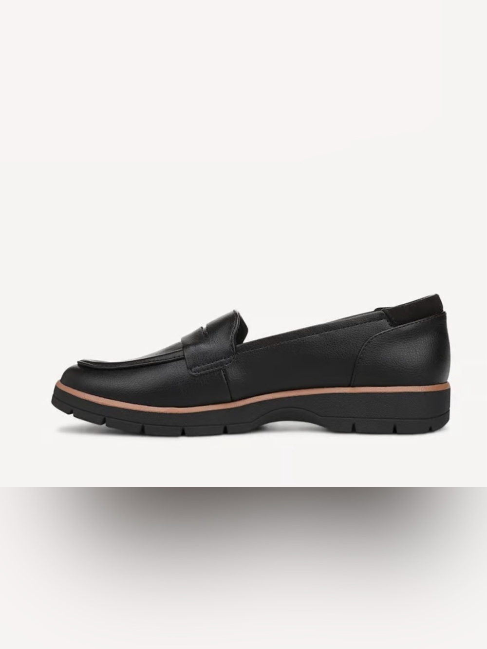 Dr. Scholl's Black Leather Penny Loafers with Tan Trim - Picture 5 of 13